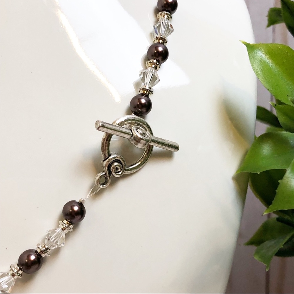 Swarovski Crystal & Metallic Pearl Beaded Necklace - Picture 2 of 3